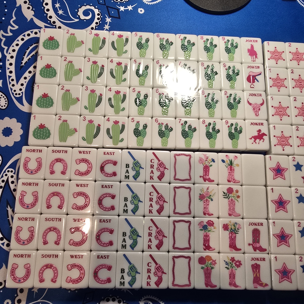 Southwest Pink Cowboy Hat n Boots Mahjong Tiles - Picture 6 of 8